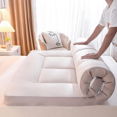 Draagbare Vloermatras - Opvouwbaar Futon - Comfortabel Slapen - Gelijkmatige Gewichtsverdeling - Queensize 60" x 80" - Grijs