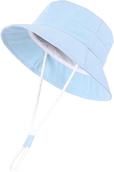 Baby Zonnehoed - Kinderhoed Meisjes - Bescherming Tegen Zon - Verstelbaar en UV Beschermend - One Size - Blauw