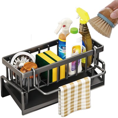 Afdruiprek met Lekbak - Afdruiprek – Zwart afwasrek met Doekhouder – Droogrek voor Afwas – Koolstofstalen Keuken Caddy voor Aanrecht – Mat Zwart