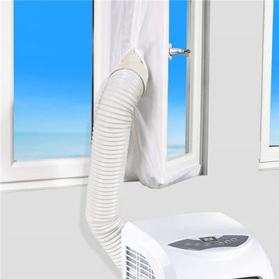 Daity Afdichtingsset voor ramen van draagbare airconditioners - 400 cm airconditionerraam - Warmtewerende en luchtverversende beschermhoes - Met ritssluiting en zelfklevende bevestigingsmiddelen - Geschikt voor wasdrogers - Houdt de kamer koel