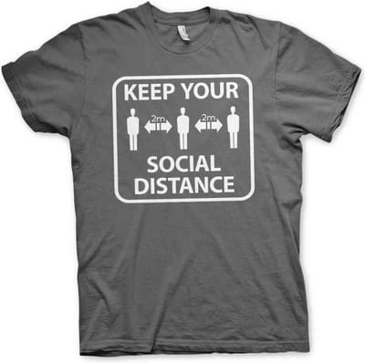 Heren Fun Tshirt -S- Keep Your Social Distance Grijs