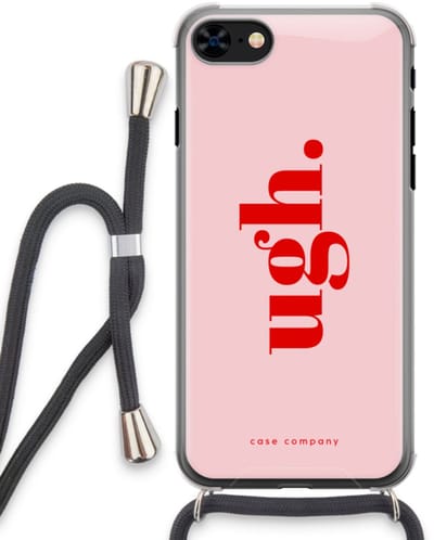 Case Company® - Hoesje met koord geschikt voor iPhone 8 hoesje met Koord - Ugh - Telefoonhoesje met Zwart Koord - Bescherming aan alle Kanten en Over de Schermrand