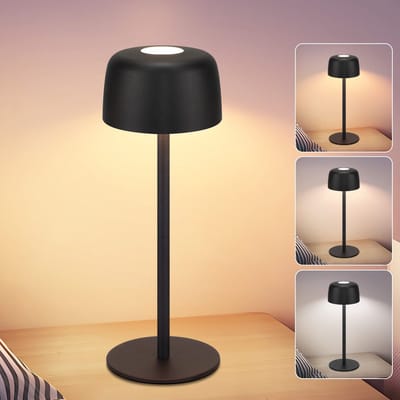 NETTLIFE Tafellamp LED - Zwart - Draadloos Nachtlamp - Touch Dimbaar - USB Oplaadbaar - 3 Kleurtemperaturen - In hoogte verstelbaar - Draagbare Tafellamp - voor binnen en buiten - voor Eetkamer | Slaapkamer | woonkamer | Hotel | Café | Restaurant