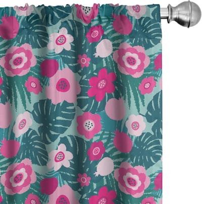 ABAKUHAUS Bloemen gordijnen – Monstera Rosa, 2×75×245 cm – microvezel