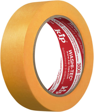 Kip 3808 WASHI-TEC® Goldkrepp® - Professionele schilderstape van topkwaliteit, 30 mm x 50 m | dunne washi-tape voor afplakken, schilderen en lakken, schilderstape voor schilderwerk en renovaties