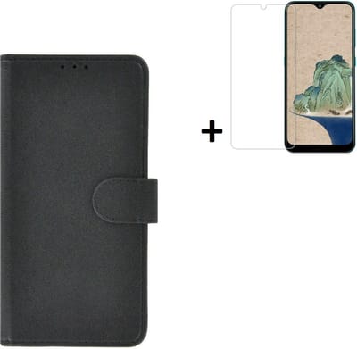 MoDo hoesje Geschikt voor Nokia G11/ G21 - Kunstleer Book Case - Zwart hoesje met screenprotector