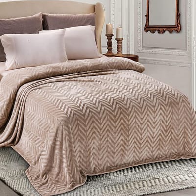 Extra Grote Fleece Dekent Fluwelen Visgraatpatroon 230x270 cm voor Bank en Bed