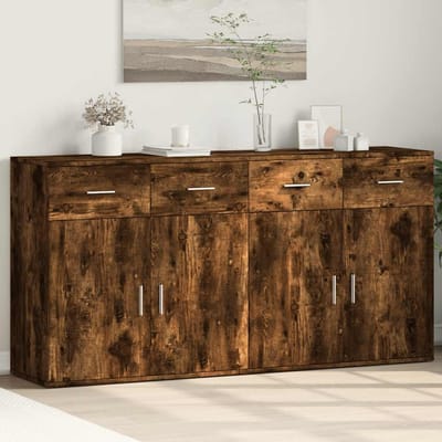 vidaXL - Dressoirs - 2 - st - 79x38x80 - cm - bewerkt - hout - gerookt - eikenkleurig