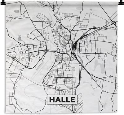 Wandkleed - Wanddoek - Halle - Kaart - Plattegrond - Stadskaart - 180x180 cm - Wandtapijt