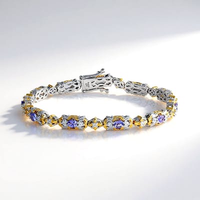 Cavill - Zilveren armband met 1,98 ct ovale Tanzanieten en 0,87 ct Zirkonia - 925 Sterling Zilver - Elegant dames sieraad - Luxe klapsluiting