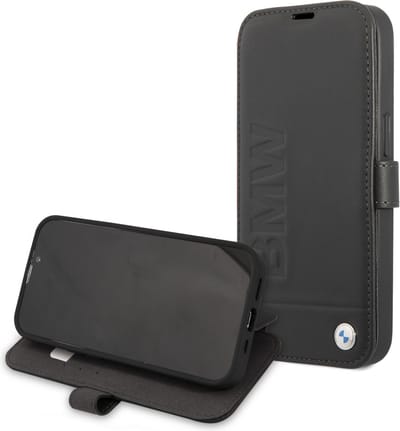iPhone 13 Mini Bookcase hoesje - BMW - Effen Zwart - Leer