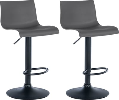 CLP Branford Set van 2 barkrukken - Met rugleuning - Met voetsteun - Metalen frame - zwart/grijs