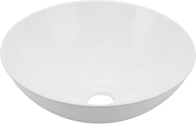 Ronde Wastafelkom - Aanrecht Spoelbak - Badkamer Inrichting - Duurzaam Acryl - 32.8 cm Diameter - Wit