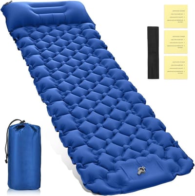 Zelfopblazende slaapmat 8 cm dik, luchtmatras met voetpomp, ideaal voor kamperen, wandelen en reizen