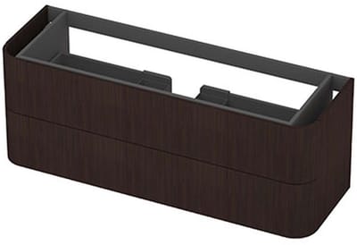 INK - Afgeronde Onderkast Fineer 2 Laden Softclose Tbv Grepen - 1400x450x520 Mm - Dark Veneer