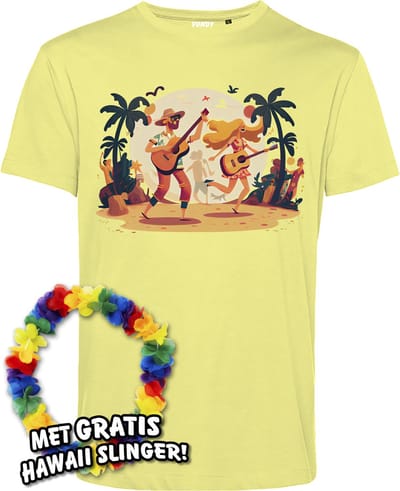 T-shirt Hippies Tropical | Toppers in Concert 2024 | Club Tropicana | Hawaii Shirt | Ibiza Kleding | Lichtgeel | maat XS
