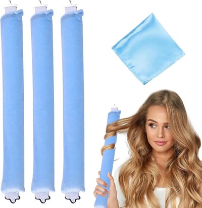 Heatless Haar Curlers - Krulspelden Zonder Hitte - Haar Krullen 's Nachts - Zonder Hoge Temperatuur - 3 Stuks - Blauw