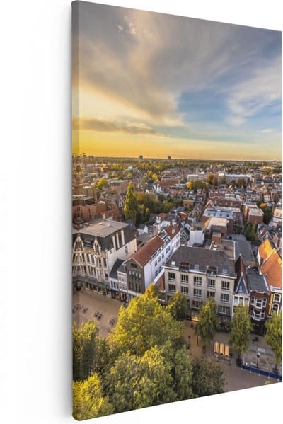 Artaza Canvas Schilderij Utrecht - 20x30 cm - Klein - Muurdecoratie Skyline - Wanddecoratie Zonsondergang - Kamer Accessoires