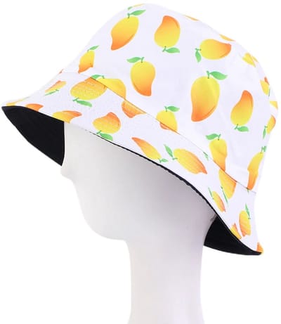Bucket Hat - Omkeerbaar Vissershoedje - Dubbellaags - Mangos Wit - Reversible naar Zwart - Maat 58 cm - Heren - Dames - Festival Accessoire - Festivalhoedje - Regenhoedje - Zonnehoedje - Emmerhoed - Hoed - Unisex