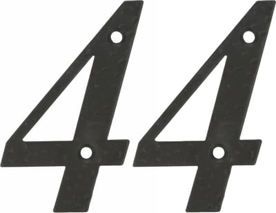 AMIG Huisnummer 44 - massief gesmeed staal - 10cm - incl. bijpassende schroeven - zwart