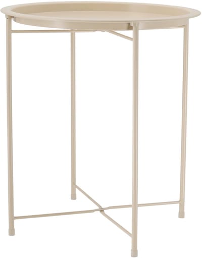 Dailygoods - Bijzettafel Metalen Tafel Beige Rond 37x42 cm