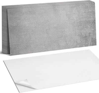 Coloray Plaktegels - Ruwe betontextuur Zelfklevende Wandtegels - 40 cm x 20 cm - Grijs Plaktegels - 10 stuks - Rechthoek PVC Tegels - Plaktegels Badkamer - Vloertegels Zelfklevend - Vinyl Tegels - Portugese Tegels