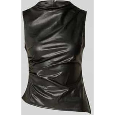 Top in leerlook met plooien, model 'DANDY'