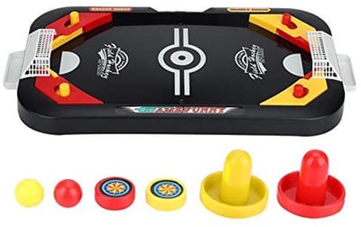 Dailygoods- Air Hockey Speeltafel Mini - Tafel Spelletjes - 2 Pucks - 2 Peddels - Duurzaam Kunststof - Eenvoudig te Installeren - Tafelspel