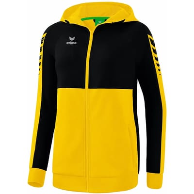 Erima Six Wings Trainingsjack Met Capuchon Dames - Zwart / Geel | Maat: 36