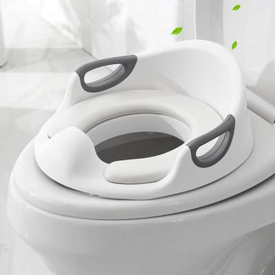 Verkleiner voor Kinderen met Rugleuning en Handvatten, Antislip Toiletbril met Plasbeschermer voor Peuters