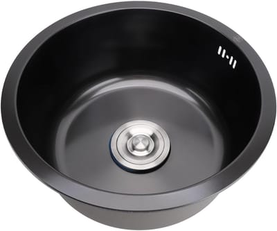 Kleine Onderbouw Keuken Sink - Professionele Nano Zwarte RVS Enkele Spoelbak - Keuken Bar Sink met Diameter 40cm