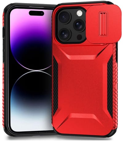 Hoesje Geschikt voor iPhone 14 Pro Max | Back Cover met Camera Slider | Schokbestendige Case | Camera Cover | Stevig | Rood