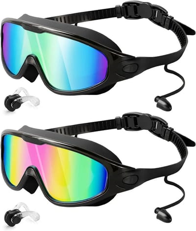 2 Stuks Zwembrillen met Breed Zicht, Anti-Fog en UV-Bescherming voor Volwassenen
