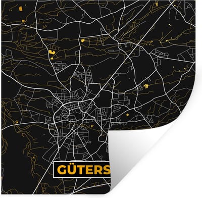 Muurstickers - Sticker Folie - Gütersloh - Duitsland - Plattegrond - Kaart - Stadskaart - Goud - 100x100 cm - Plakfolie - Muurstickers Kinderkamer - Zelfklevend Behang XXL - Zelfklevend behangpapier - Stickerfolie