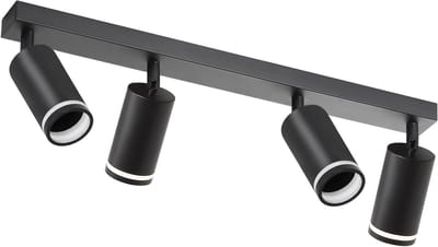 Glitzerlife - Plafondspot Plafondlamp - 4xGU10 fitting - Draaibaar en Kantelbaar - Opbouwspots - Metaal Mat Zwart - Ø58cm - Modern voor Hal Woonkamer Slaapkamer
