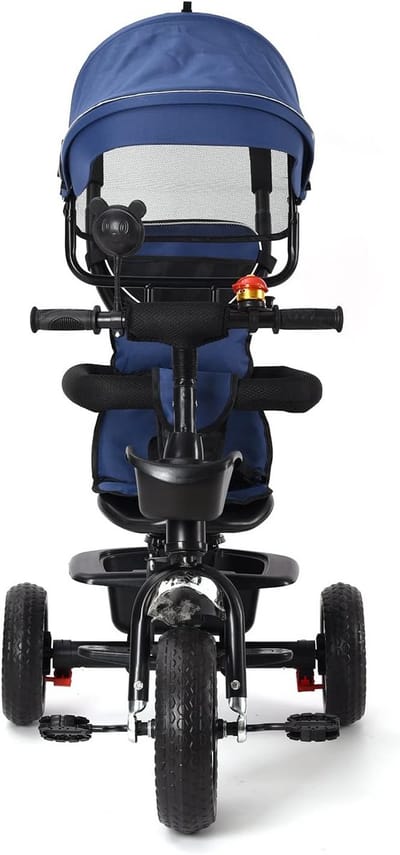 Veelzijdige 5-in-1 Kinderdriewieler met Duwstang en Zonnekap - Blauw