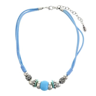 Behave - Korte ketting dames - Zomerstijl met kralen - Blauw/Wit
