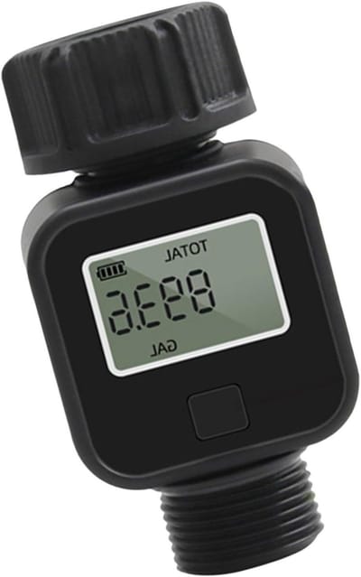 Slangwatermeter - Waterverbruik meter - Nauwkeurig meten - IPX5 waterdicht - 3/4 inch - Zwart