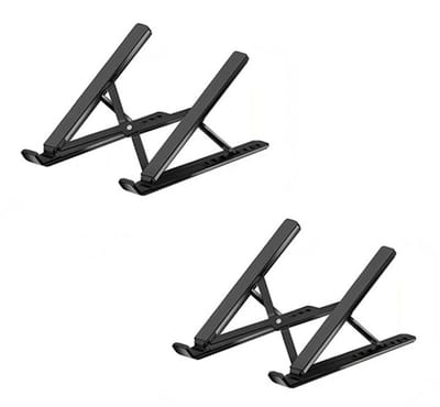 2 stuks Verstelbare, geventileerde laptopstandaard van aluminium, ergonomische koeler, geschikt voor MacBook Air, HP, Dell, 10-17,3" (Zwart)