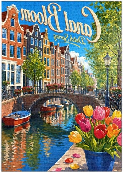 Legpuzzel Amsterdamse Grachten - Puzzel 1000 stukjes - Ontspannen Vrije Tijd - Hoge Resolutie Print - 1000 Stukjes - Meerdere Kleuren