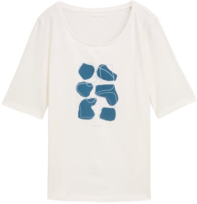Tom Tailor - T-shirt met print - Maat XL - Soft Clear White