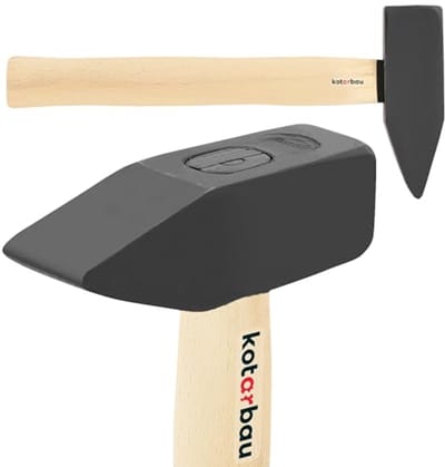 KOTARBAU® Voorhamer, 1,5 kg, Sloophamer, Staal, Slotenhamer, Ergonomisch, Zware, Hamer Voor Sloopwerk, Slotenmaker Hamer, Sloophamer Met Houten Steel, 32 cm, Zwart Natuurlijk