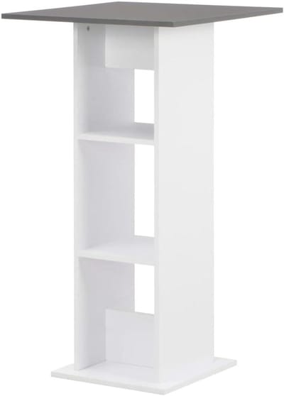 Statafel Hout - Bartafel Eettafel - Ruimte Besparen - Met Opbergvakken - 60 x 60 x 110 cm - Antracietgrijs