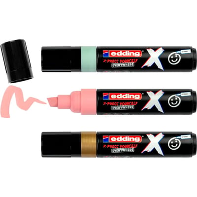 edding 6900 X multimarker - set van 3 goud, mint, pastel roze - voor alle ondergronden geschikt - beitelpunt 2-10 mm - vegan inkt - gemaakt van gerecycled plastic - lokaal geproduceerd in Duitsland
