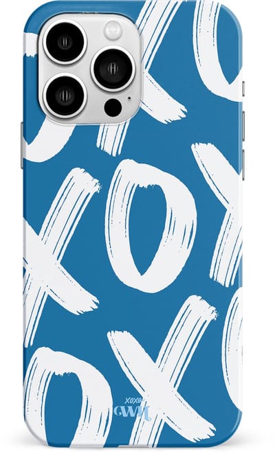 xoxo Wildhearts Can't Talk Now Blue - Single Layer hoesje - Blauw hoesje geschikt voor iPhone 13 Pro - Beschermhoesje case geschikt voor iPhone 13 Pro hoesje blauw - Tekst blauw - wit