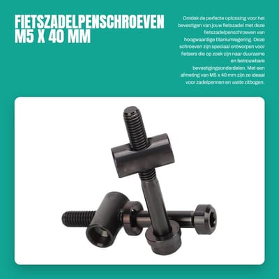 Dailygoods- Fietszadelpenschroeven M5 x 40 mm - 2 Stuks - Bevestigingsschroeven - Titaniumlegering - Duurzaam - Hoge kwaliteit - Corrosiebestendig - Fietsschroeven