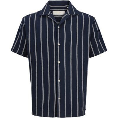 Jack & Jones Overhemd Jorcoba Stripe Resort Shirt Ss Sn 12271060 Sky Captain. Stripes Mannen Maat - L