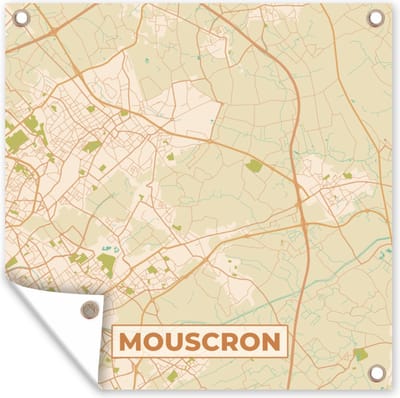 Tuin poster België - Kaart - Plattegrond - Mouscron - Stadskaart - 200x200 cm - Tuindoek