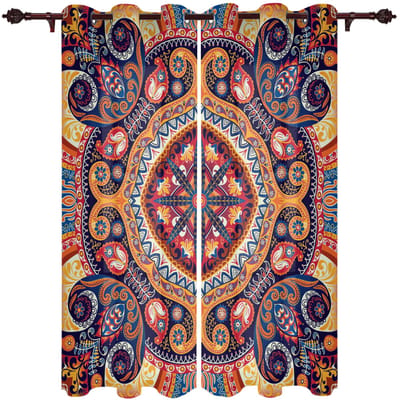 Etnisch Stam Geometrisch Patroon Raamgordijn Voor Woonkamer Slaapkamer Luxe Huis Keuken Decoratie Artikelen Gordijnen 135W x 60H(cm)
