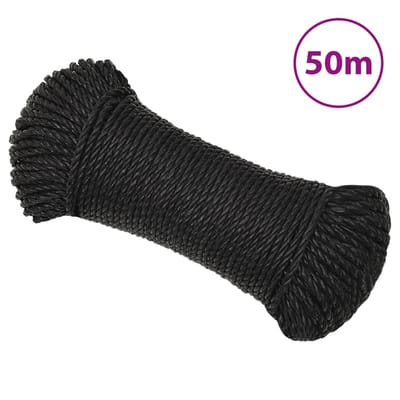 vidaXL - Werktouw - 3 - mm - 50 - m - polypropeen - zwart